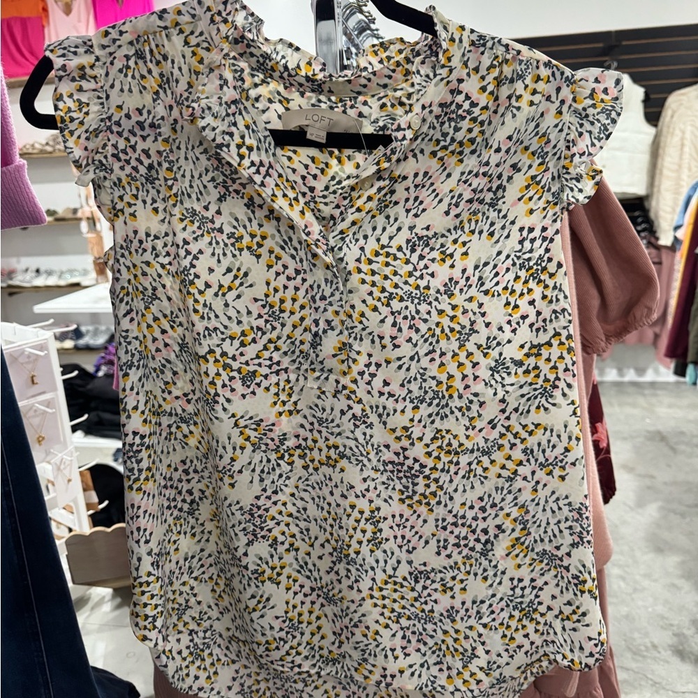 LOFT Women's Floral Print Blouse - Yellow, Blue, Black